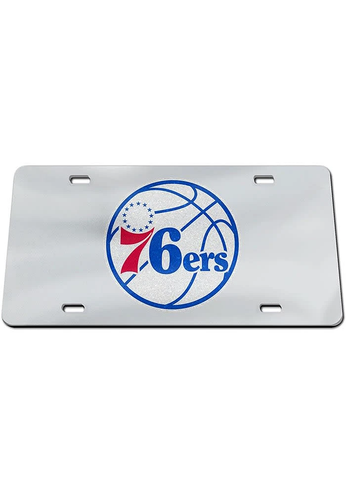 Philadelphia 76ers Silver Glitter Car Accessory License Plate