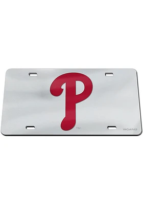 Philadelphia Phillies Silver Glitter Logo Car Accessory License Plate