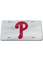 Philadelphia Phillies Silver Glitter Logo Car Accessory License Plate