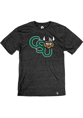 Rally Cleveland State Vikings Black Triblend Logo Short Sleeve Fashion T Shirt