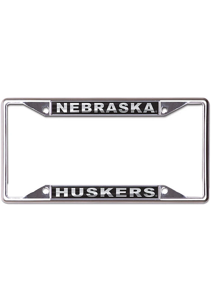 Nebraska Cornhuskers Metallic Black and Silver License Plate Frame - Black