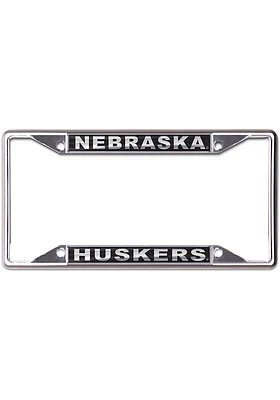 Nebraska Cornhuskers Metallic Black and Silver License Plate Frame - Black