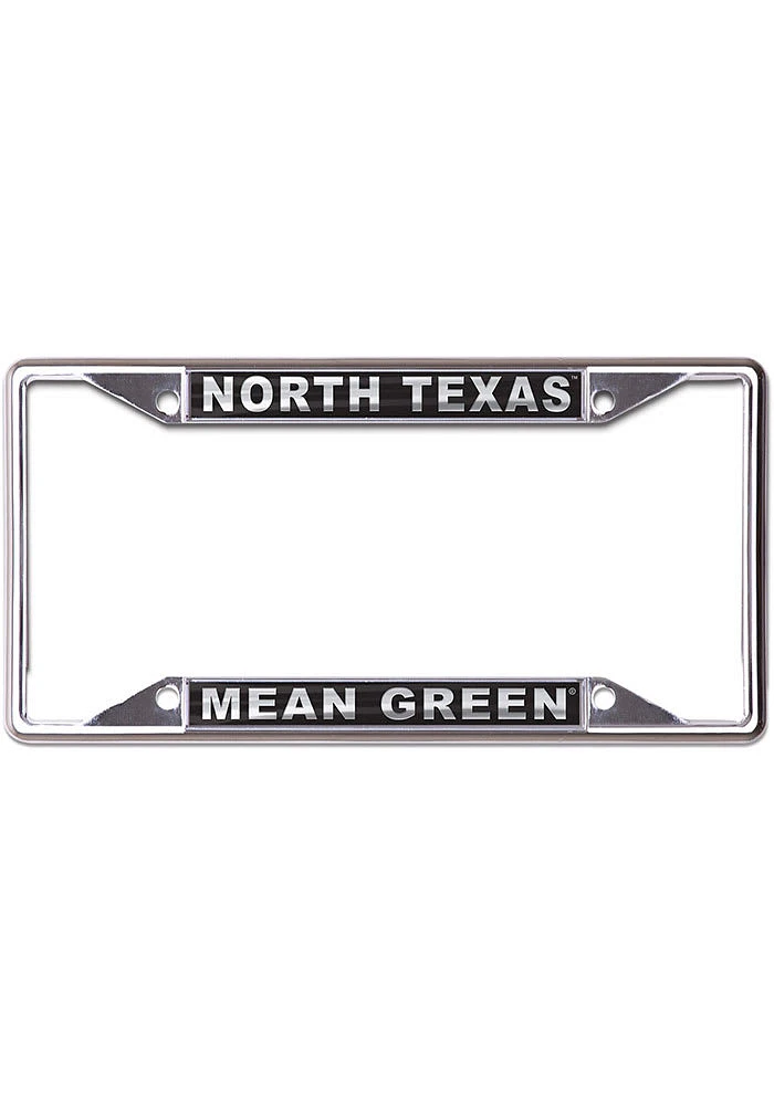 North Texas Mean Green Metallic Black and Silver License Plate Frame - Black