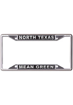 North Texas Mean Green Metallic Black and Silver License Plate Frame - Black
