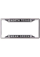 North Texas Mean Green Metallic Black and Silver License Plate Frame - Black