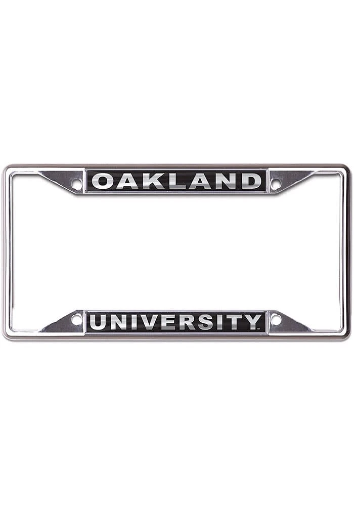Oakland University Golden Grizzlies Metallic Black and Silver License Plate Frame - Black