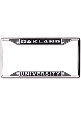 Oakland University Golden Grizzlies Metallic Black and Silver License Plate Frame - Black