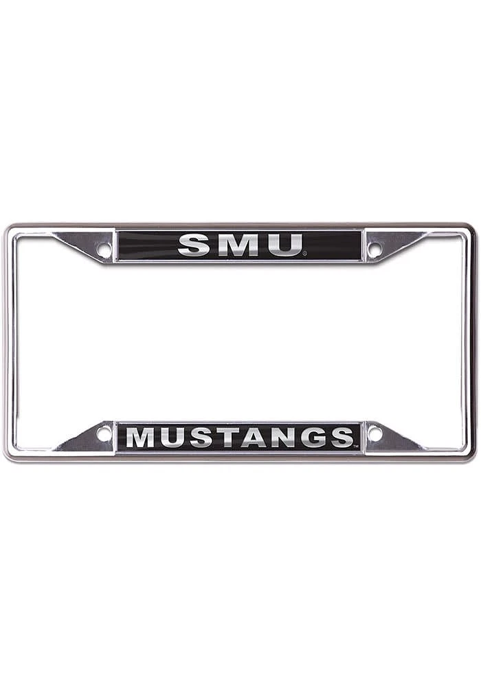 SMU Mustangs Metallic Black and Silver License Plate Frame - Black