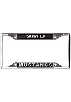 SMU Mustangs Metallic Black and Silver License Plate Frame - Black