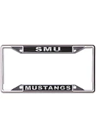 SMU Mustangs Metallic Black and Silver License Plate Frame - Black