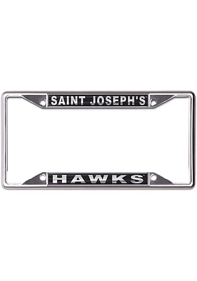 Saint Josephs Hawks Metallic Black and Silver License Plate Frame - Black