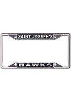 Saint Josephs Hawks Metallic Black and Silver License Plate Frame - Black