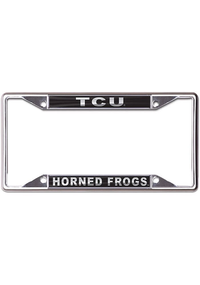 TCU Horned Frogs Metallic Black and Silver License Plate Frame - Black