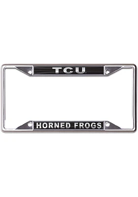 TCU Horned Frogs Metallic Black and Silver License Plate Frame - Black