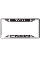 TCU Horned Frogs Metallic Black and Silver License Plate Frame - Black