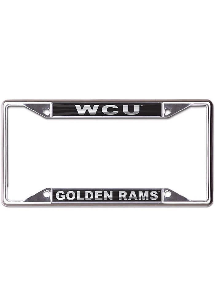 West Chester Golden Rams Metallic Black and Silver License Plate Frame - Black