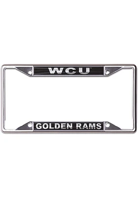 West Chester Golden Rams Metallic Black and Silver License Plate Frame - Black