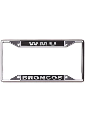 Western Michigan Broncos Metallic Black and Silver License Plate Frame - Black