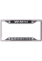 Western Michigan Broncos Metallic Black and Silver License Plate Frame - Black