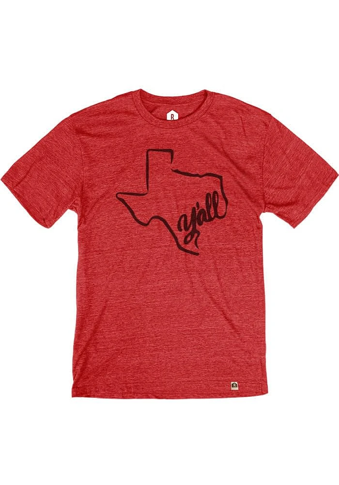 Rally Texas Red Yall State Shape Short Sleeve Fashion T Shirt