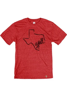 Rally Texas Red Yall State Shape Short Sleeve Fashion T Shirt