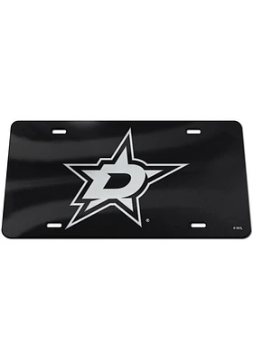 Dallas Stars Silver Silver on Black Car Accessory License Plate