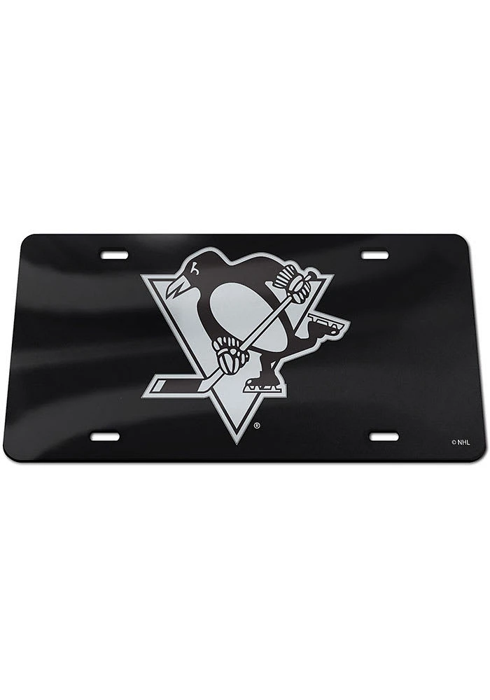 Pittsburgh Penguins Black Silver on Black Car Accessory License Plate