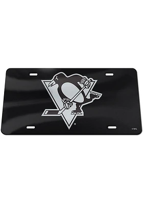 Pittsburgh Penguins Black Silver on Black Car Accessory License Plate