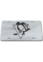 Pittsburgh Penguins Silver Black on Silver Car Accessory License Plate