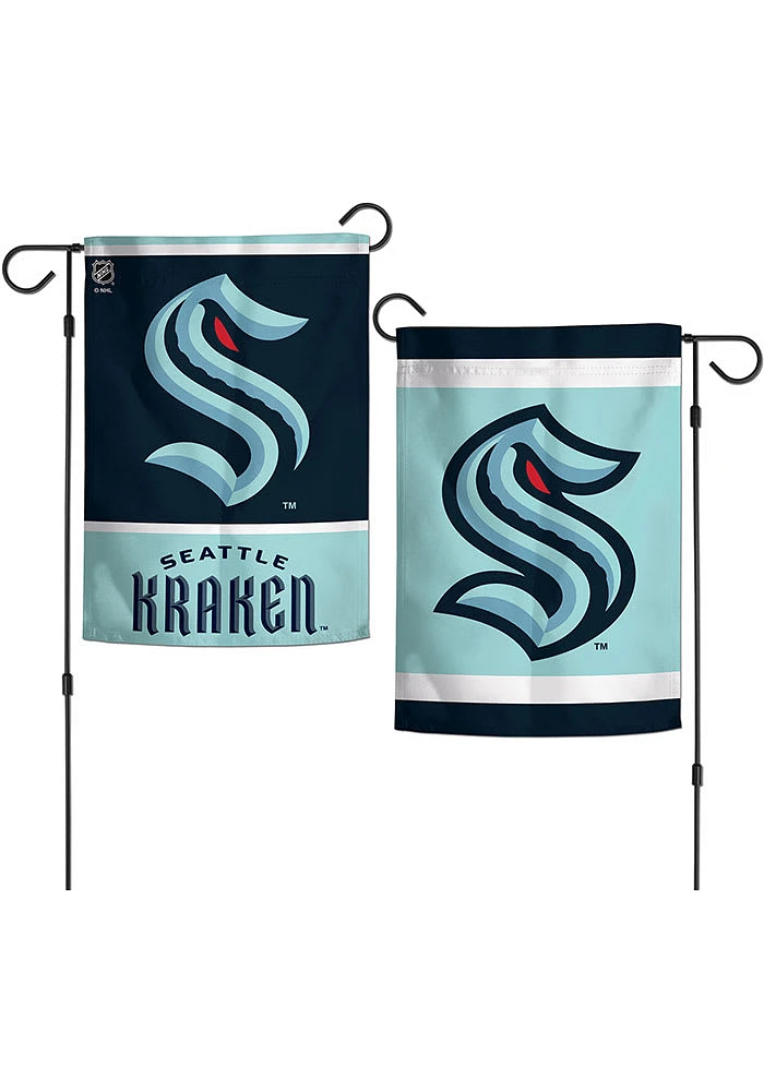 Seattle Kraken 2 Sided Team Logo Garden Flag - Blue