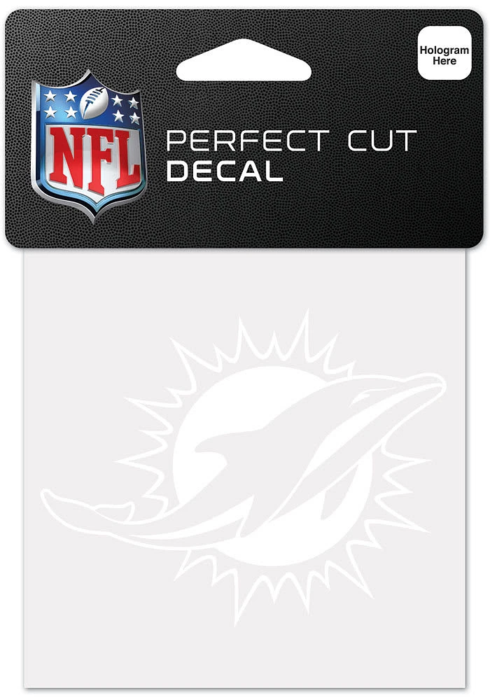 Miami Dolphins White 4x4 Inch Auto Decal - White
