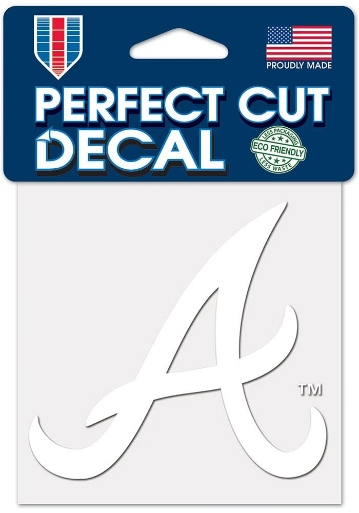 Atlanta Braves White 4x4 Inch Auto Decal - White
