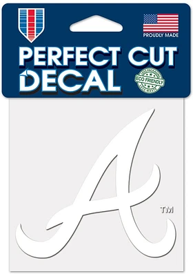 Atlanta Braves White 4x4 Inch Auto Decal - White