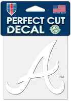 Atlanta Braves White 4x4 Inch Auto Decal - White
