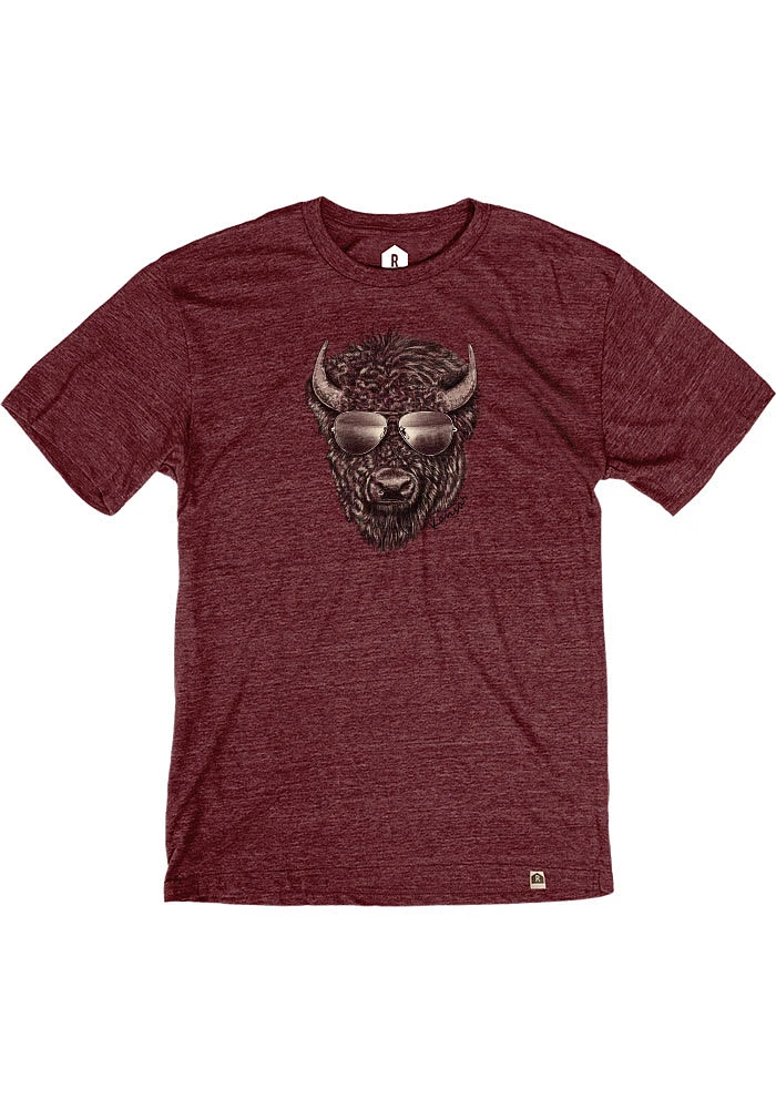 Rally Kansas Maroon Buffalo Short Sleeve Fashion T Shirt