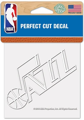 Utah Jazz White 4x4 Inch Auto Decal - White