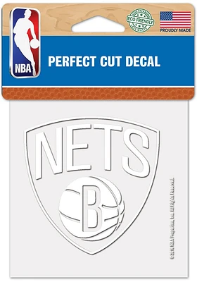 Brooklyn Nets White 4x4 Inch Auto Decal - White