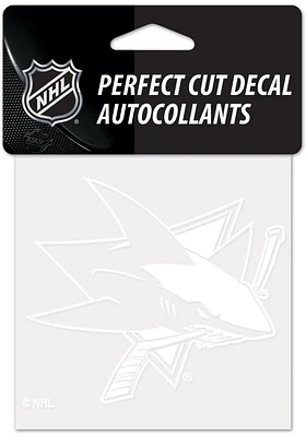 San Jose Sharks White 4x4 Inch Auto Decal - White