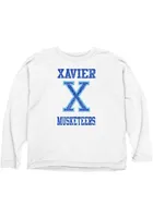 Xavier Musketeers Womens White School Spirit Crew Sweatshirt