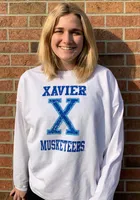 Xavier Musketeers Womens White School Spirit Crew Sweatshirt