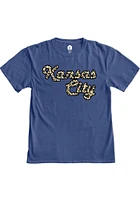 Kansas City Womens Blue Cheetah Short Sleeve T-Shirt