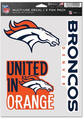 Denver Broncos Triple Pack Auto Decal - Blue