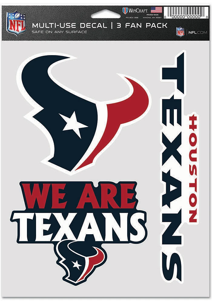 Houston Texans Triple Pack Auto Decal - Red