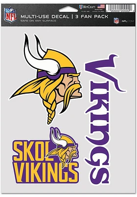 Minnesota Vikings Triple Pack Auto Decal - Purple