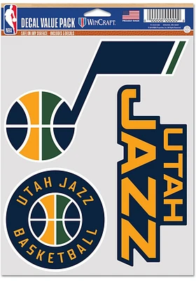 Utah Jazz Triple Pack Auto Decal - Blue