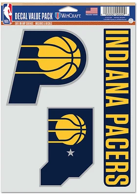 Indiana Pacers Triple Pack Auto Decal - Blue