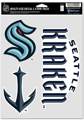 Seattle Kraken Triple Pack Auto Decal - Blue
