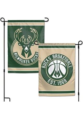 Milwaukee Bucks 2 Sided Team Logo Garden Flag - Green