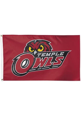 Temple Owls 3x5 ft Silk Screen Grommet Flag - Red