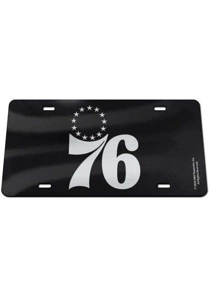 Philadelphia 76ers Black Silver on Black Car Accessory License Plate